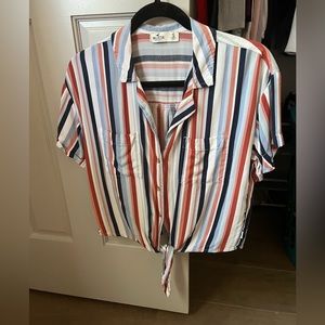 hollister striped button up